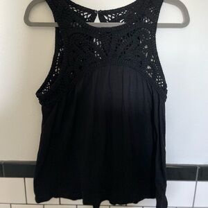 LOFT Black Crochet Tank Top
